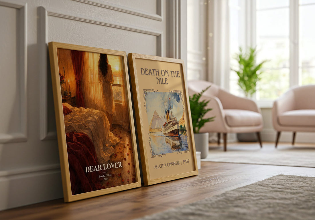 Dear Lover watercolour print framed by window – literary home decor