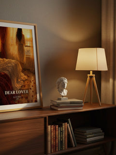 Dear Lover watercolour print on bookshelf – David Deida fan gift
