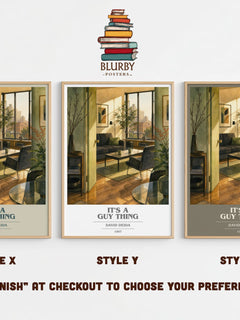 It's a guy thing book cover print in frame leaning in hallway – non fiction wall art