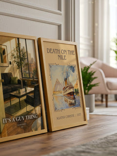 It's a guy thing watercolour print framed by window – literary home decor