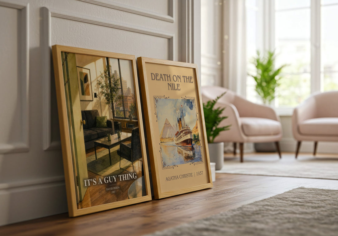 It's a guy thing watercolour print framed by window – literary home decor