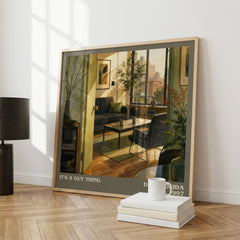 It's a guy thing literary print framed by window – literary home decor