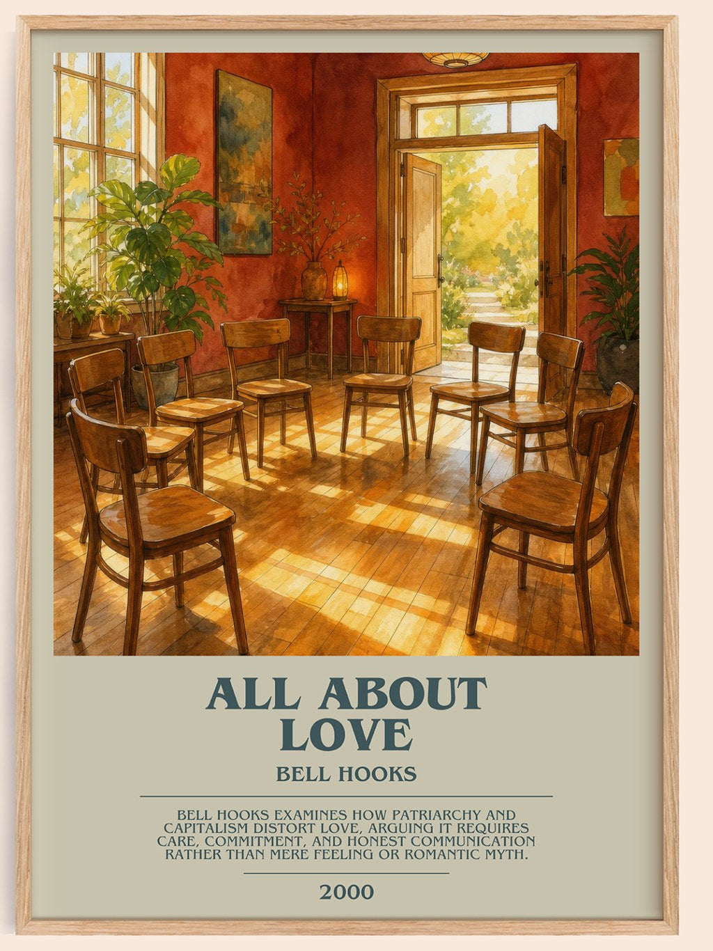 All About Love bookish book poster by Bell Hooks – framed literary art print