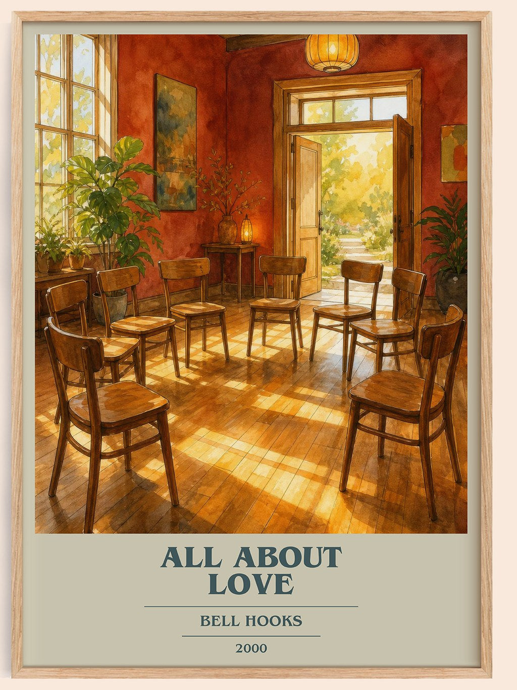 All About Love book cover book poster by Bell Hooks – framed literary art print