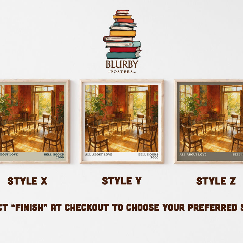 All About Love literary print in frame leaning in hallway – non fiction wall art