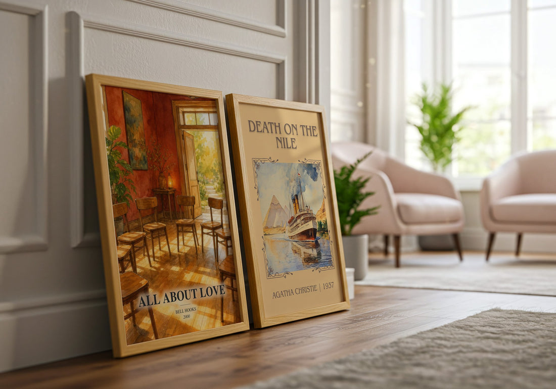 All About Love watercolour print framed by window – literary home decor