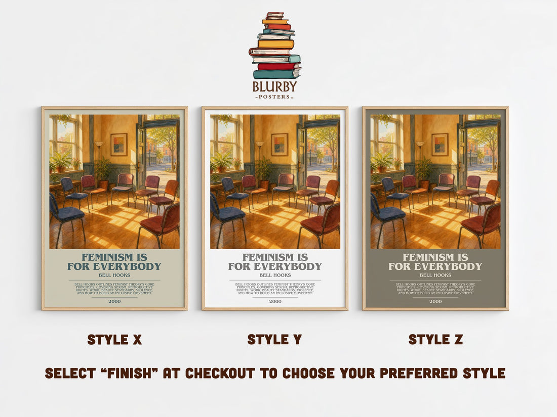 Feminism Is for Everybody bookish print in frame leaning in hallway – non fiction wall art (mockup)