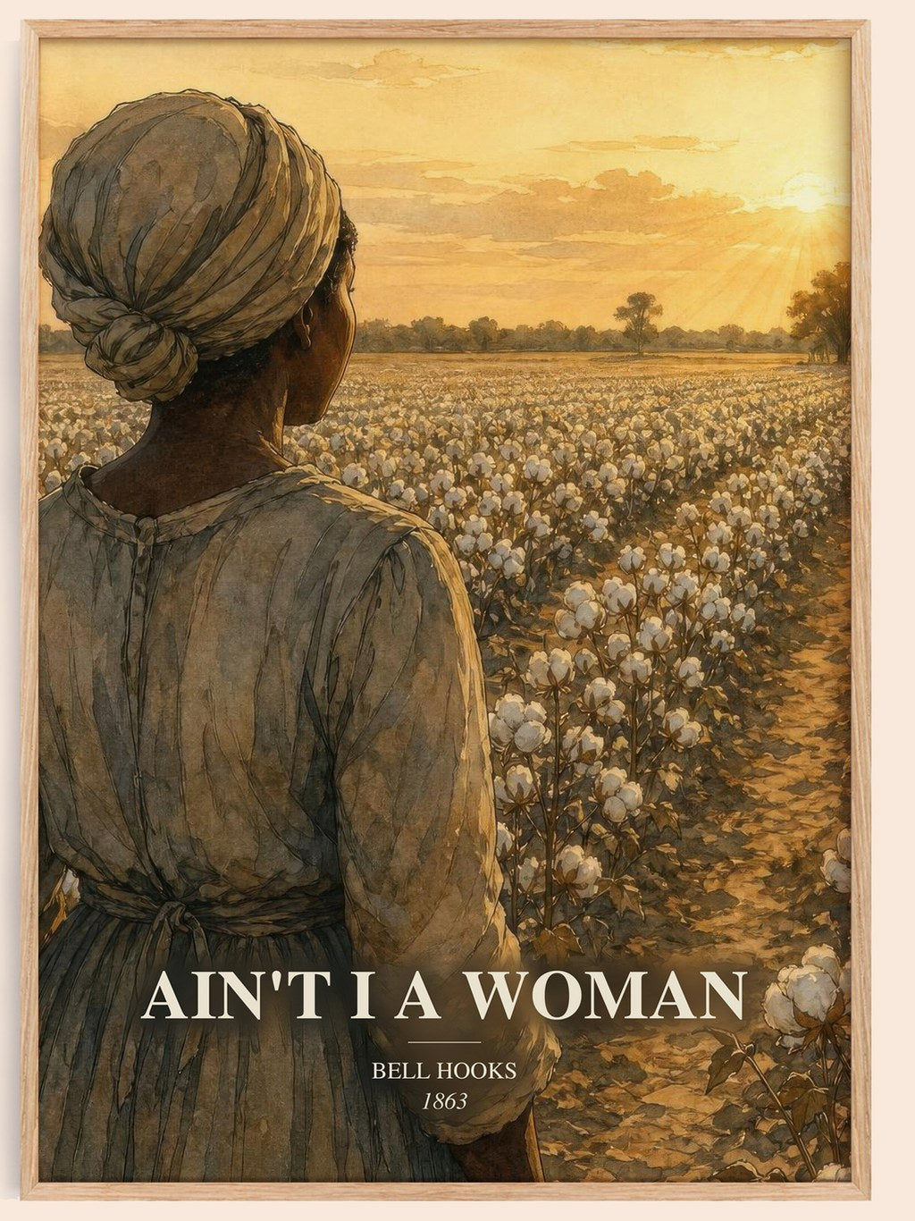 Ain't I a Woman watercolour book poster by Bell Hooks – framed literary art print