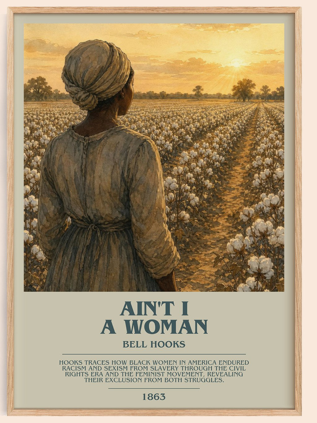 Ain't I a Woman bookish book poster by Bell Hooks – framed literary art print