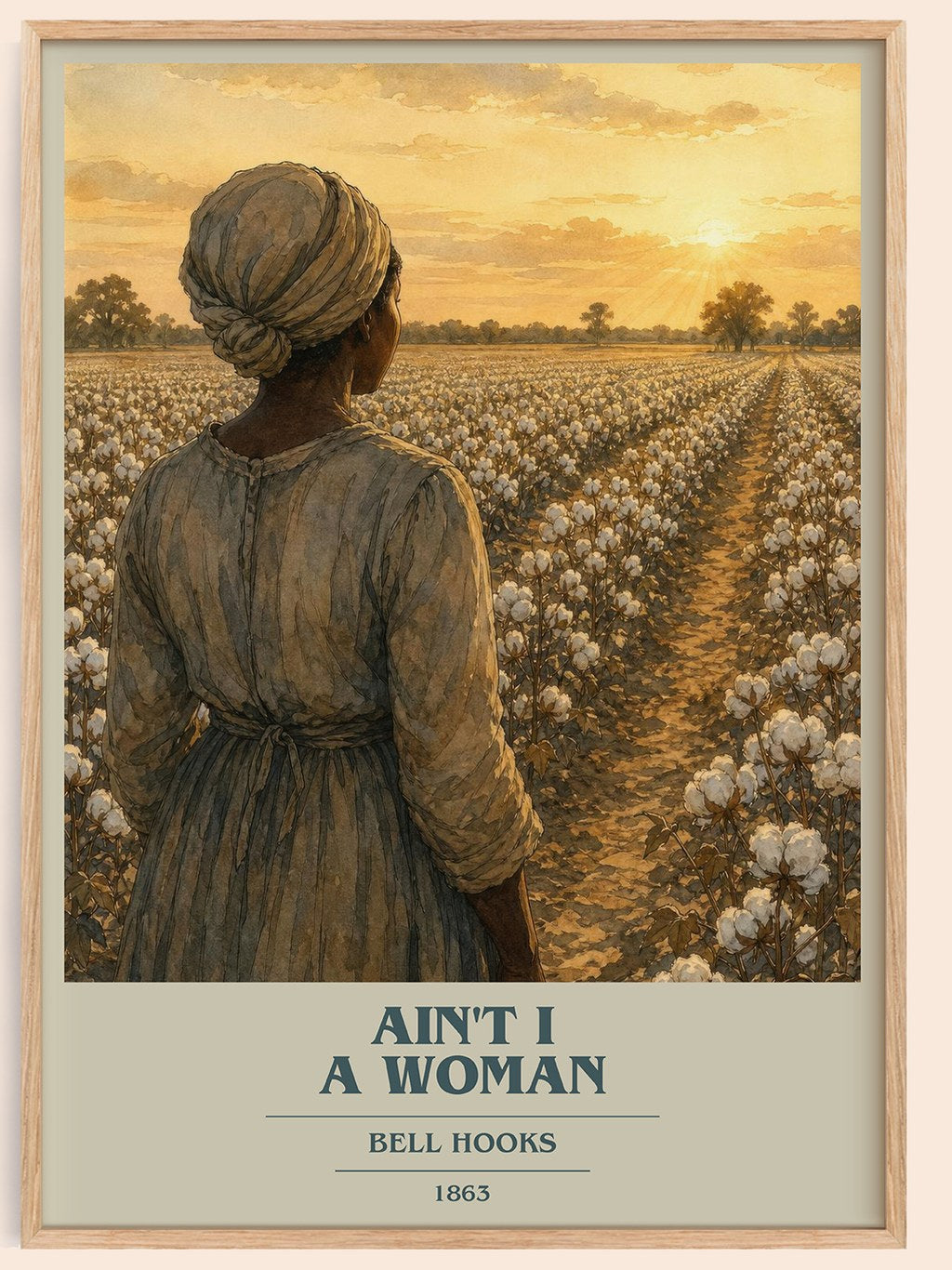 Ain't I a Woman book cover book poster by Bell Hooks – framed literary art print