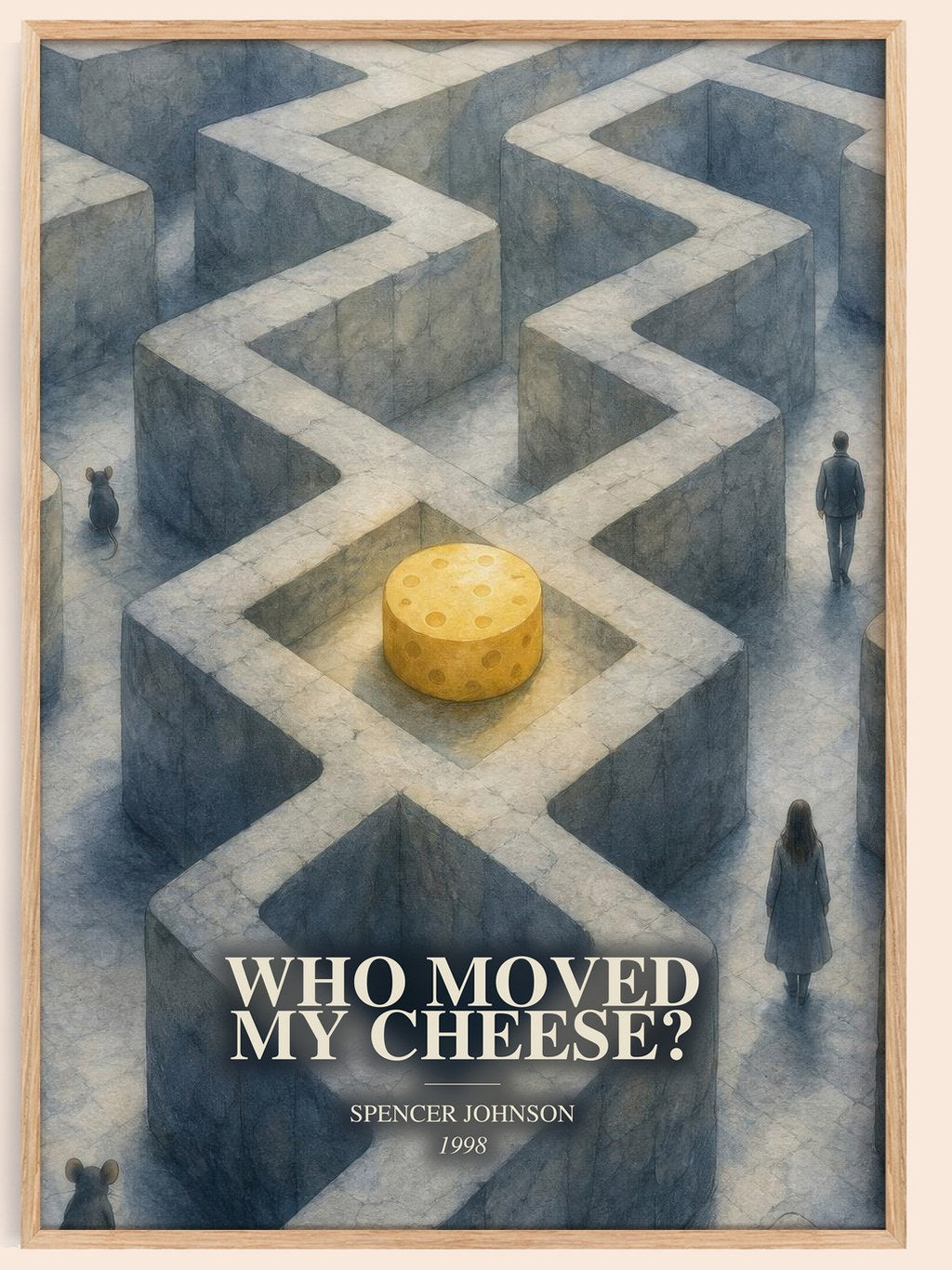 Who Moved My Cheese? watercolour book poster by Spencer Johnson – framed literary art print
