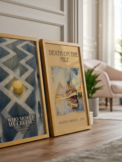 Who Moved My Cheese? watercolour print framed by window – literary home decor
