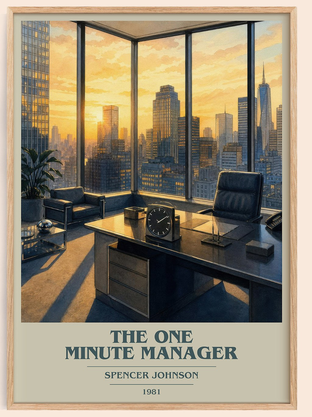The one minute manager book cover book poster by Spencer Johnson – framed literary art print