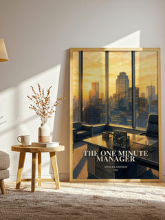 The one minute manager watercolour print in frame leaning in hallway – non fiction wall art