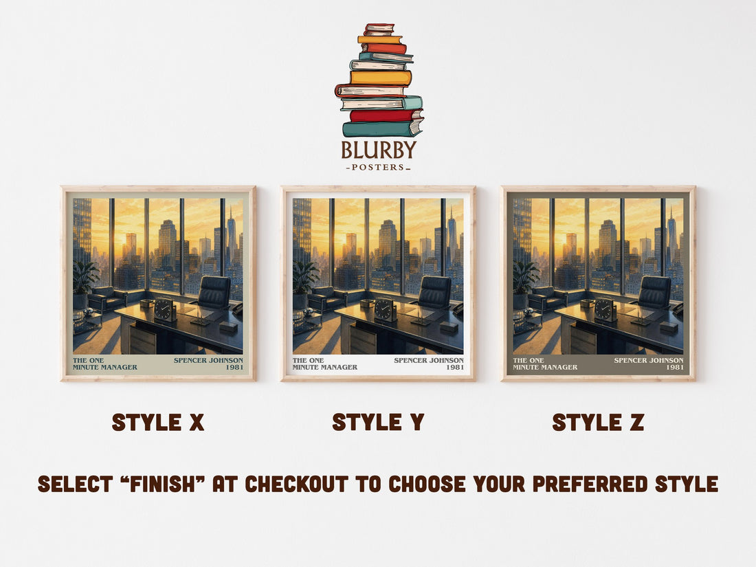 The one minute manager literary print in frame leaning in hallway – non fiction wall art (mockup)