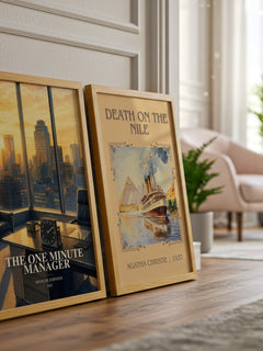 The one minute manager watercolour print framed by window – literary home decor
