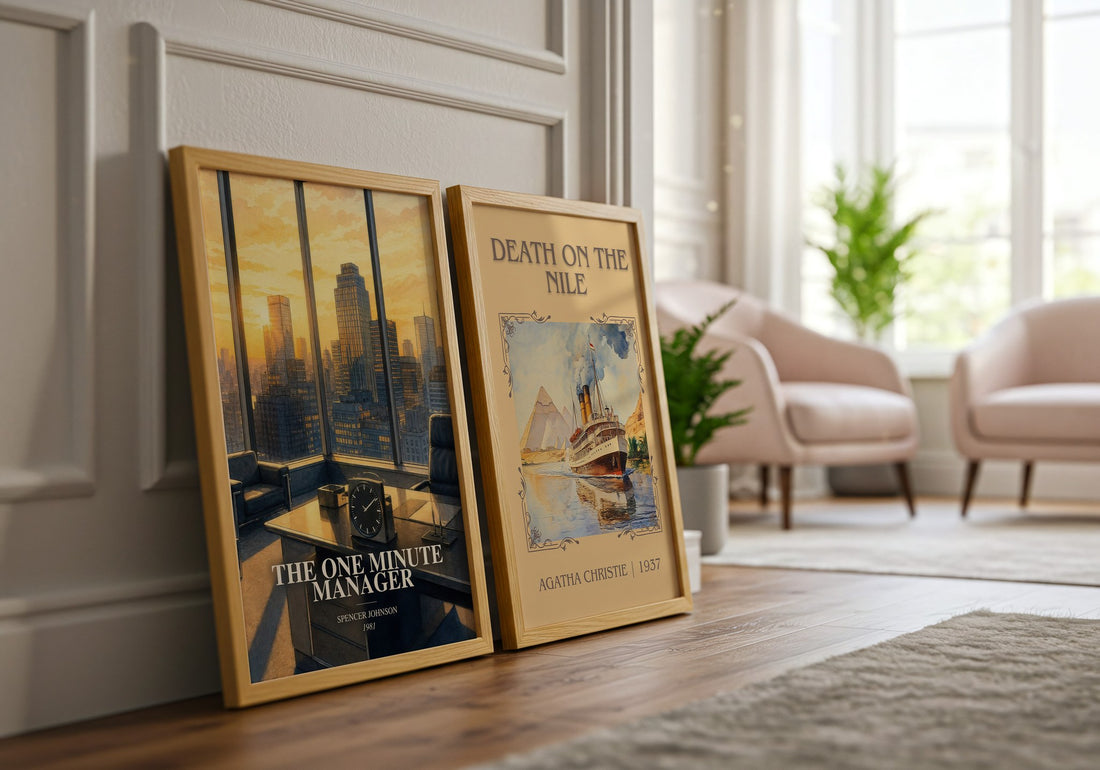 The one minute manager watercolour print framed by window – literary home decor