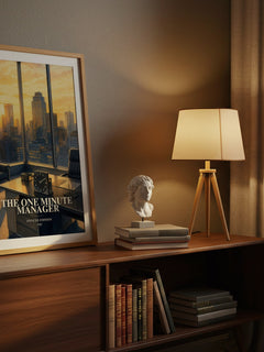 The one minute manager watercolour print on bookshelf – Spencer Johnson fan gift
