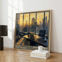 The one minute manager literary print framed by window – literary home decor