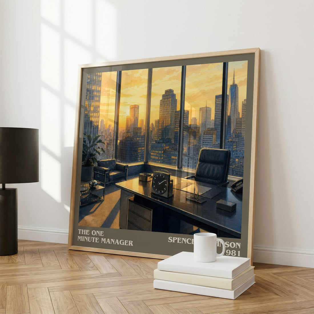 The one minute manager literary print framed by window – literary home decor