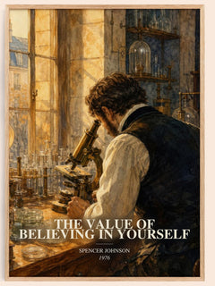 The Value of Believing in Yourself watercolour book poster by Spencer Johnson – framed literary art print