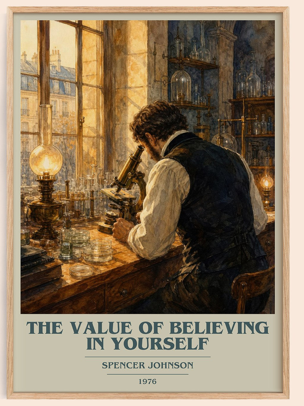The Value of Believing in Yourself book cover book poster by Spencer Johnson – framed literary art print