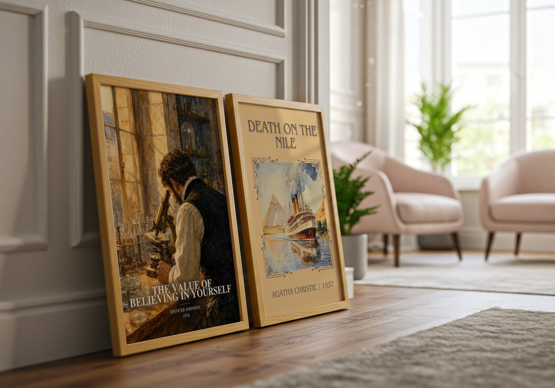 The Value of Believing in Yourself watercolour print framed by window – literary home decor