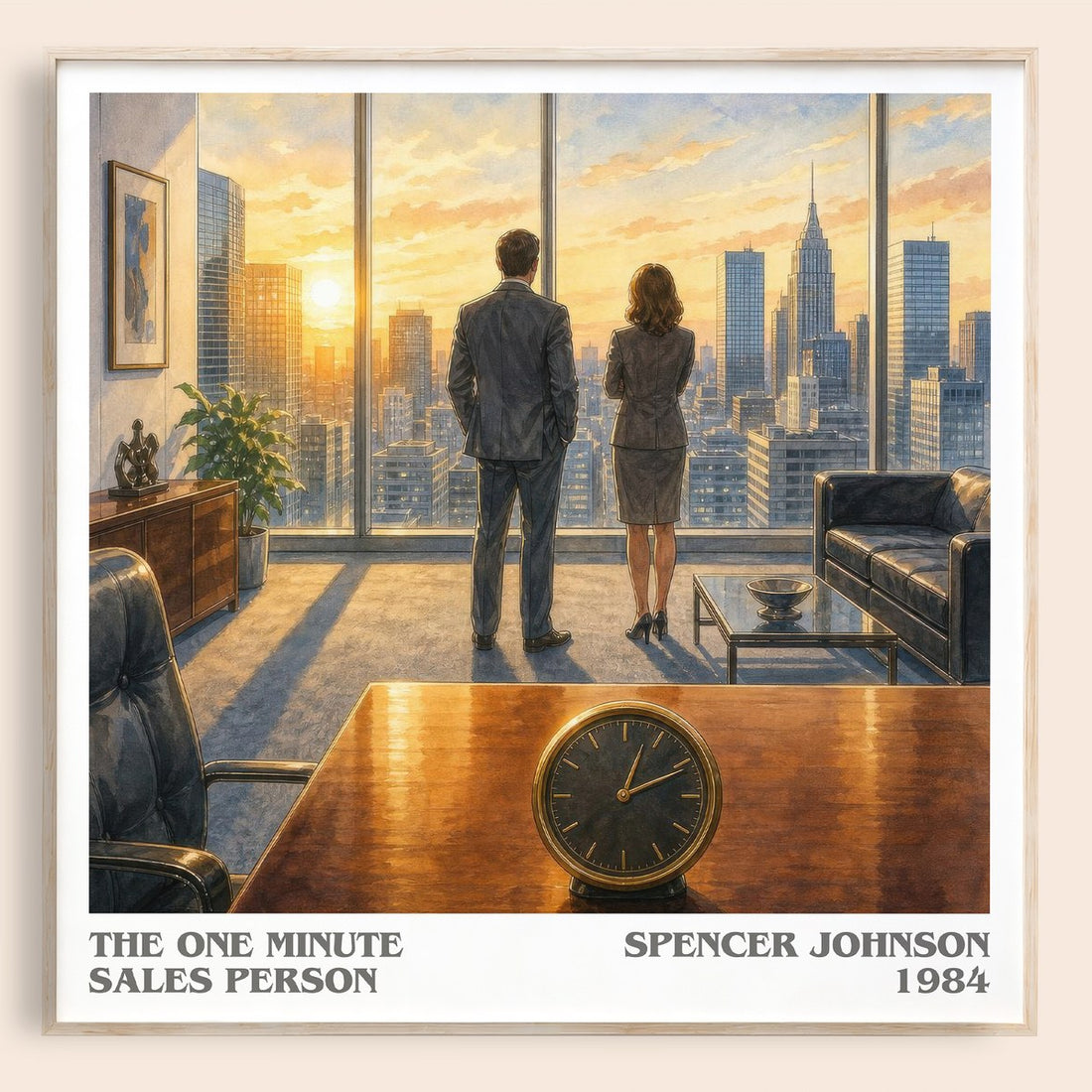 The one minute sales person literary book poster by Spencer Johnson – framed literary art print