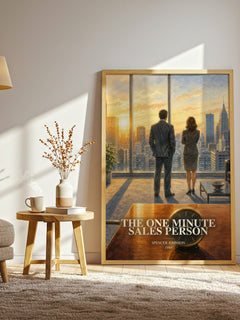 The one minute sales person watercolour print in frame leaning in hallway – non fiction wall art