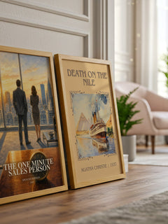 The one minute sales person watercolour print framed by window – literary home decor