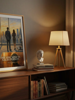 The one minute sales person watercolour print on bookshelf – Spencer Johnson fan gift