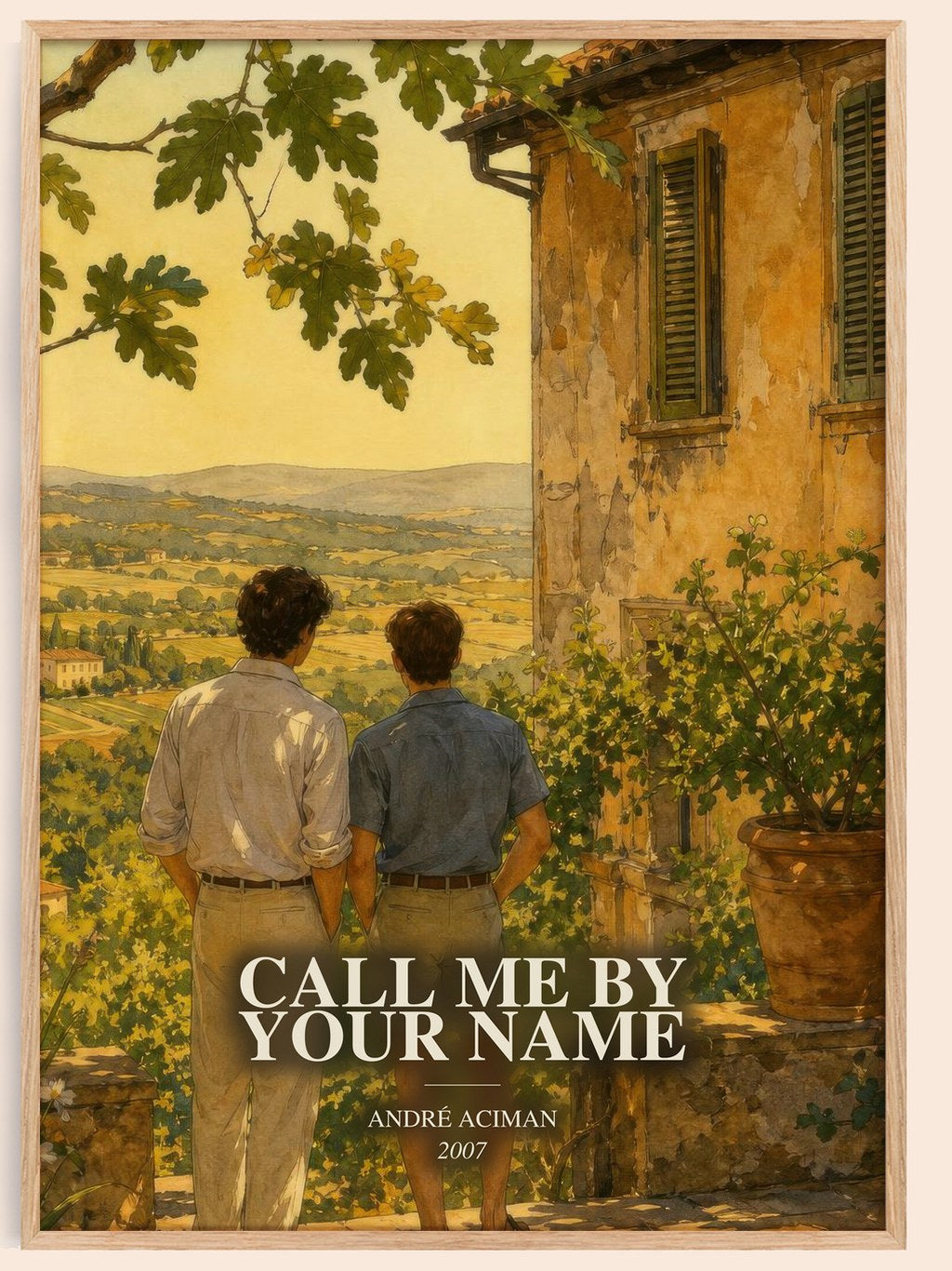 Call Me by Your Name watercolour book poster by André Aciman – framed literary art print