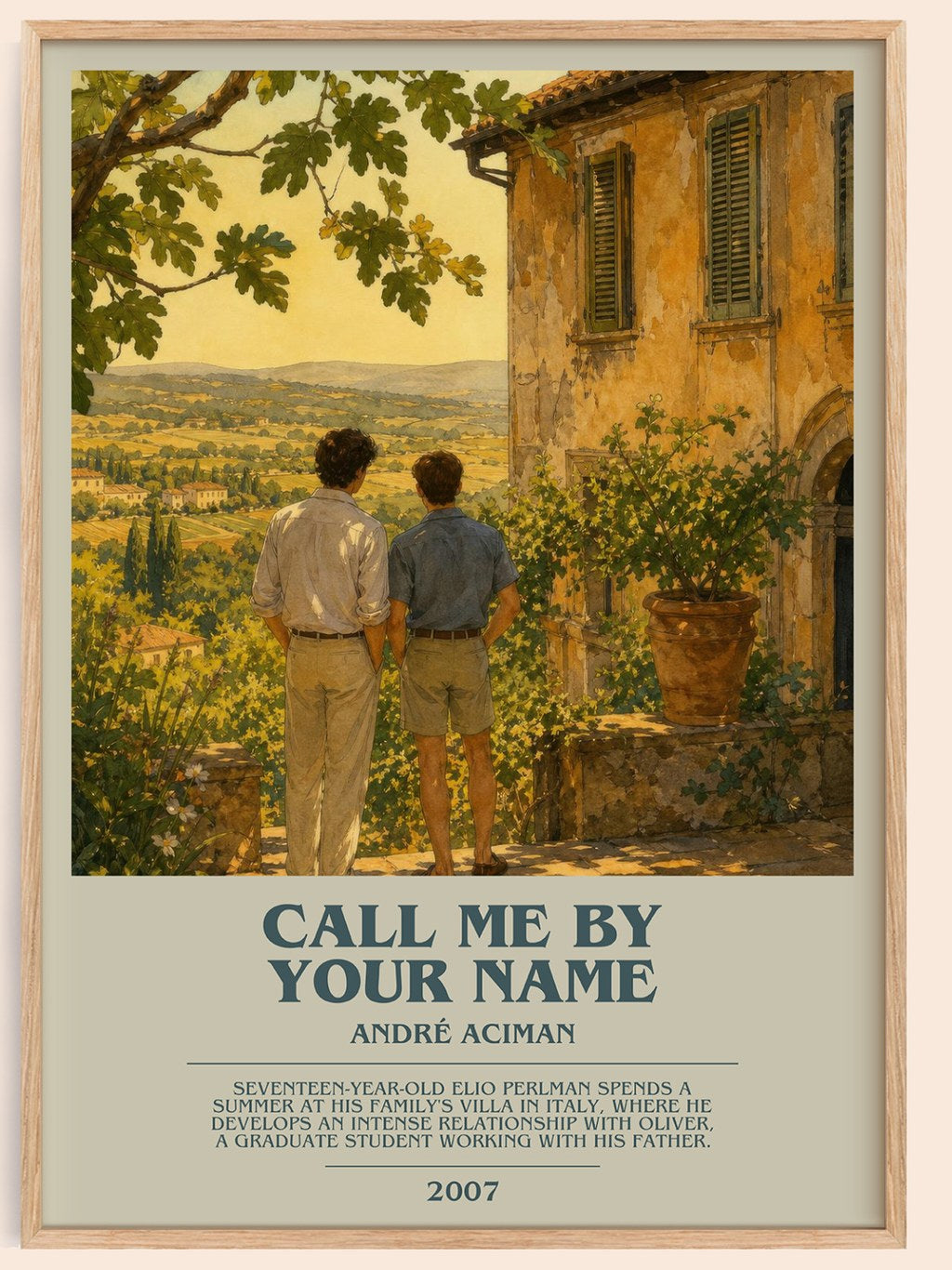 Call Me by Your Name bookish book poster by André Aciman – framed literary art print