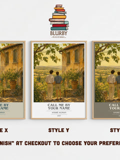 Call Me by Your Name book cover print in frame leaning in hallway – literary fiction wall art