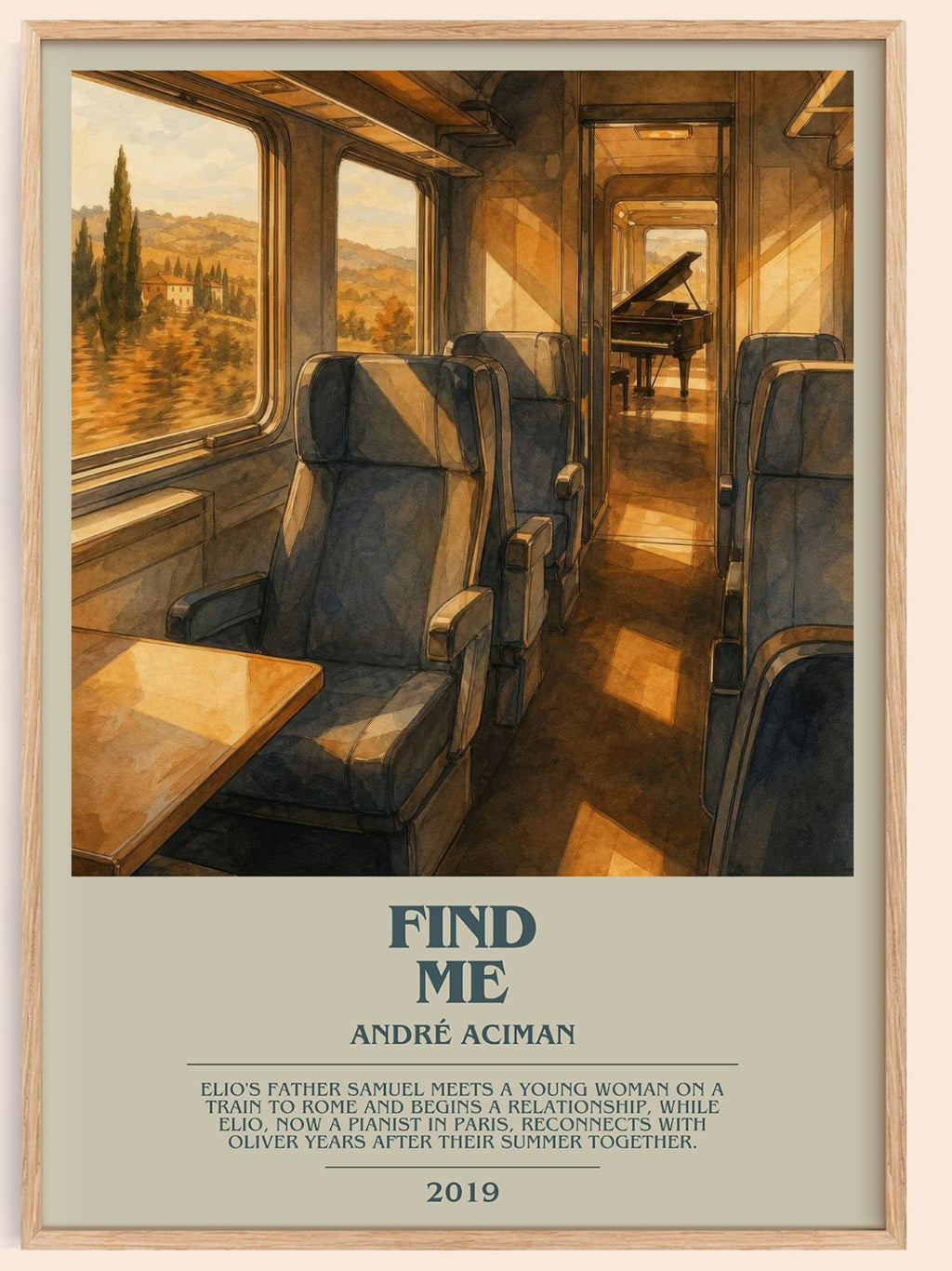 Find Me bookish book poster by André Aciman – framed literary art print