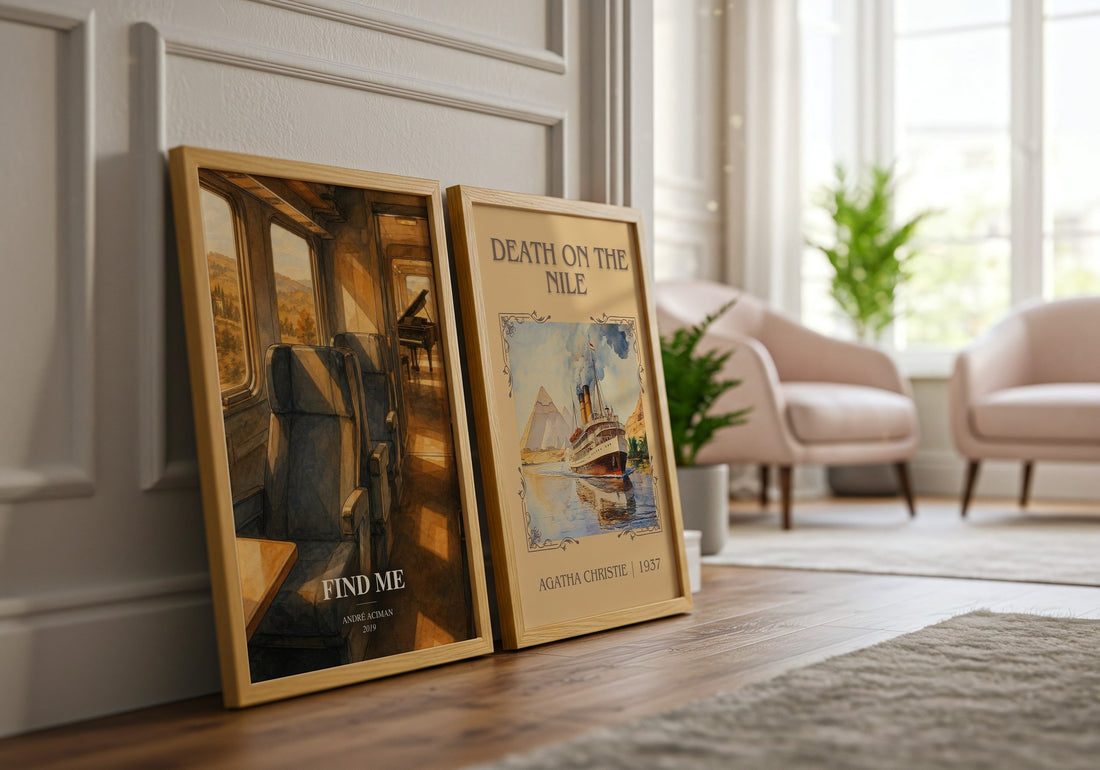 Find Me watercolour print framed by window – literary home decor