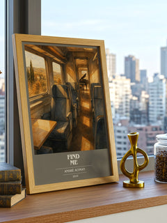 Find Me book cover print framed by window – literary home decor