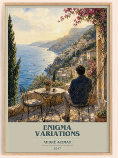 Enigma variations book cover book poster by André Aciman – framed literary art print