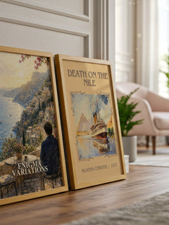 Enigma variations watercolour print framed by window – literary home decor