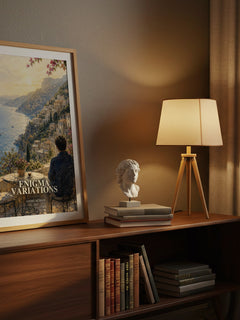 Enigma variations watercolour print on bookshelf – André Aciman fan gift