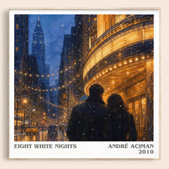 Eight white nights literary book poster by André Aciman – framed literary art print