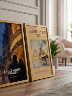 Eight white nights watercolour print framed by window – literary home decor