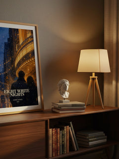 Eight white nights watercolour print on bookshelf – André Aciman fan gift