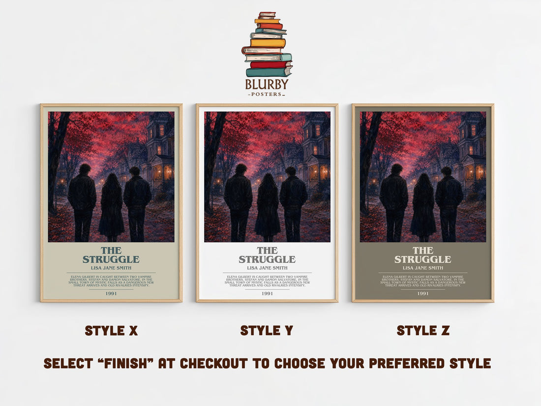 The Struggle bookish print in frame leaning in hallway – young adult wall art (mockup)