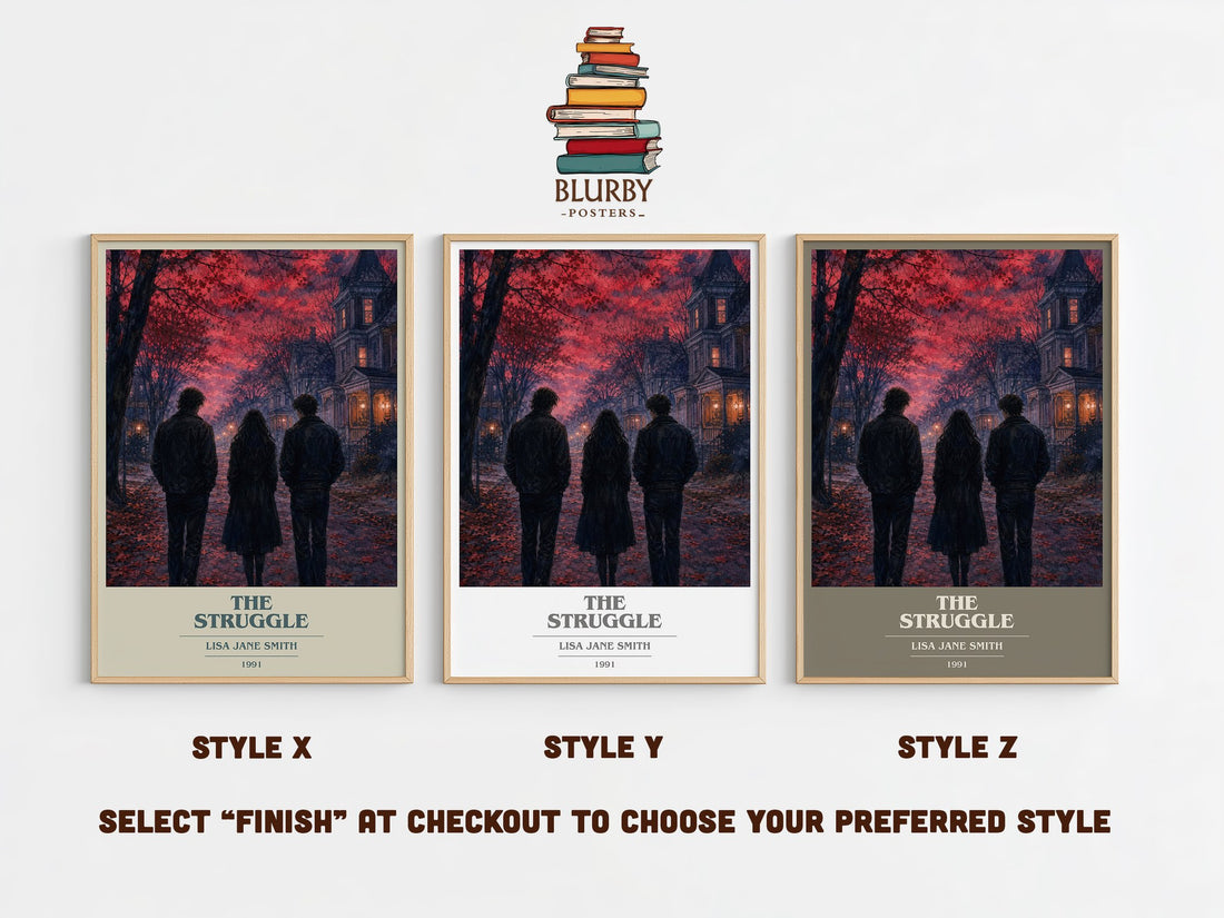 The Struggle book cover print in frame leaning in hallway – young adult wall art (mockup)