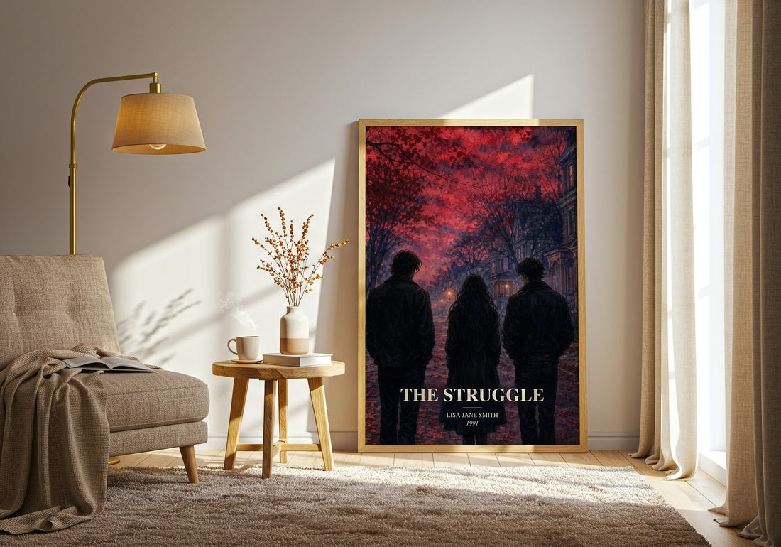 The Struggle watercolour print in frame leaning in hallway – young adult wall art