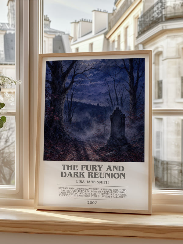 The Fury and Dark Reunion bookish poster colour and style options – Lisa Jane Smith book art