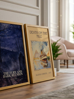 The Fury and Dark Reunion watercolour print framed by window – literary home decor