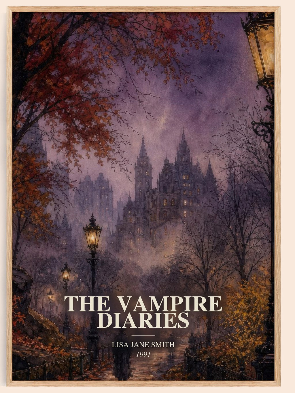 The Vampire Diaries watercolour book poster by Lisa Jane Smith – framed literary art print