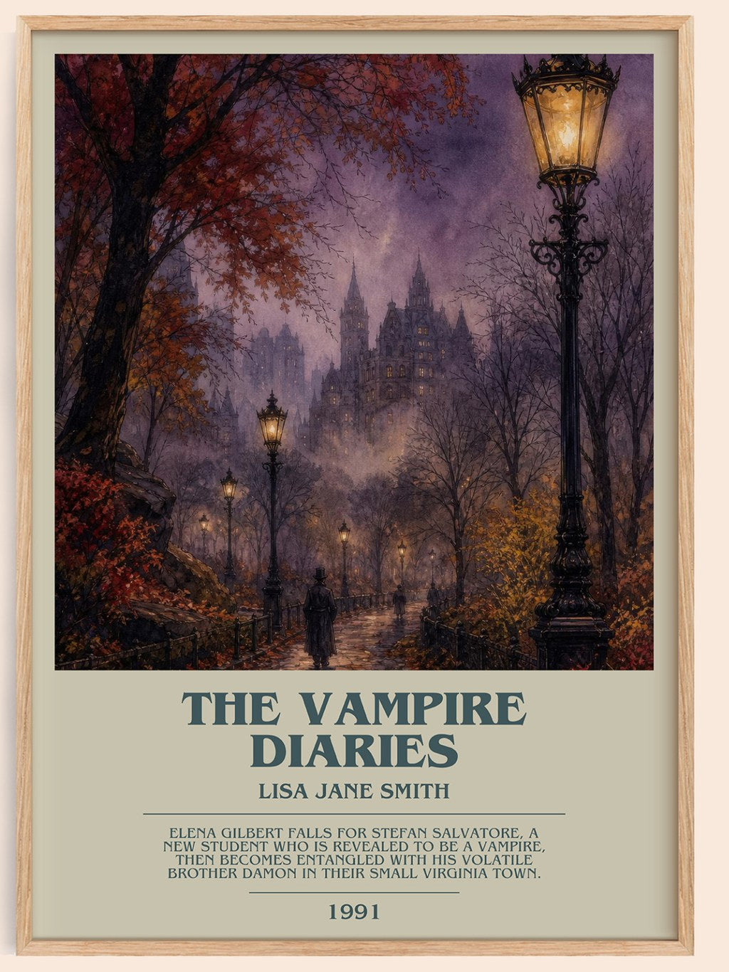 The Vampire Diaries bookish book poster by Lisa Jane Smith – framed literary art print